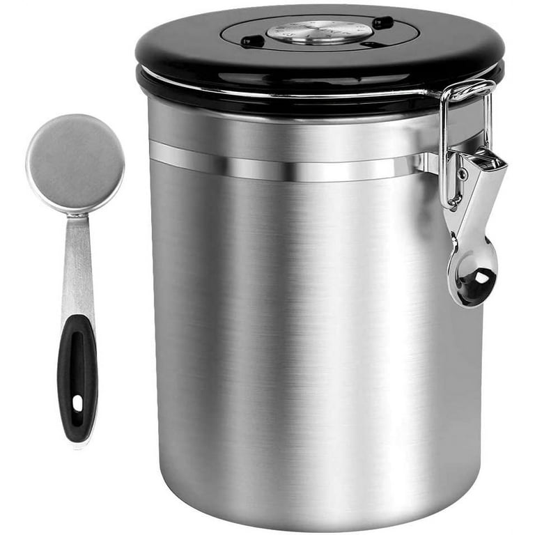 LRYYBTI 38oz Extra Large Coffee Canister, Airtight Stainless Steel Coffee  Bean Storage Container with Scoop and Date Tracker, CO2 Release Valves
