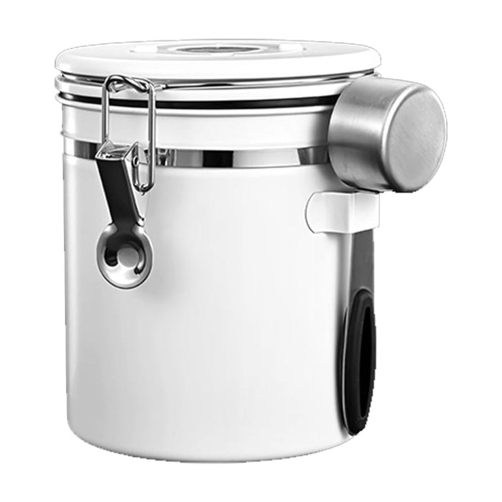 Coffee Canister for ground coffee with Transparent Window,Date Tracker,Scoop,304 StainlCGJ-0518- Steel Kitchen Food Airtight storage container for Coffee Beans or Grounds, Tea, Sugar