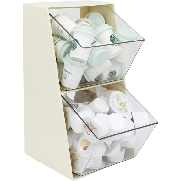 Coffee Capsule Storage Box, Large-Capacity Basket-Style Organizer, Coffee Bar Creamer Rack for Creamers, Sugar Packs, and More, Plastic Tabletop Storage Box, Tea Bag, Candy, and Snack Organizer