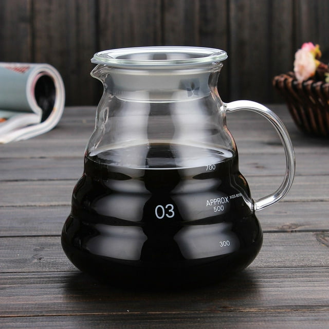 Coffee Carafe Coffee Clear Glass Kettle Sharing Pot with Lids Pour Over Coffee Espresso Maker Accessories-Option 600ml
