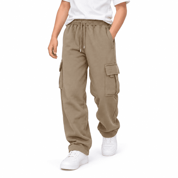 Coffee Cargo Sweatpants for Boys size 12-14, Drawstring Elastic Waist Kids Jogger Pants with Pockets School Outdoor Active Wear