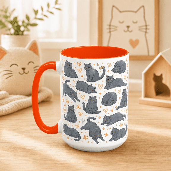 Coffee Cat Mug British Shorthair Pattern Ceramic Coffee Cup for Cat Lovers