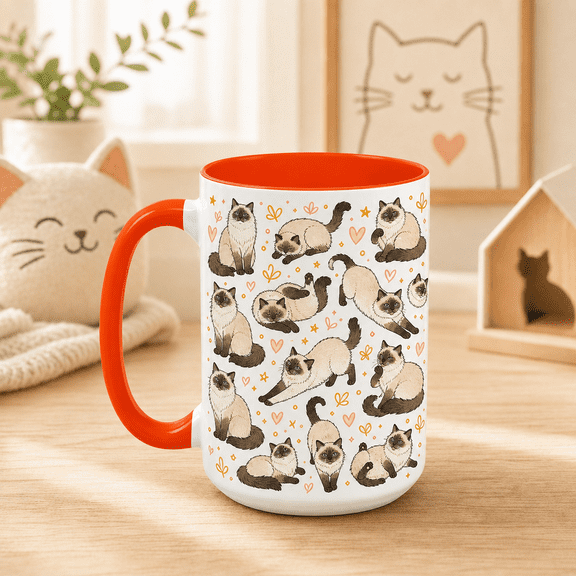 Coffee Cat Mug Seal-Point Ragdoll Pattern Coffee Cup for Cat Lovers