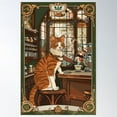 thumbnail image 1 of Coffee Cat Poster Wall Art, Modern Wall Decor For Living Room Bedroom, 8x12 UNFRAMED, 1 of 3