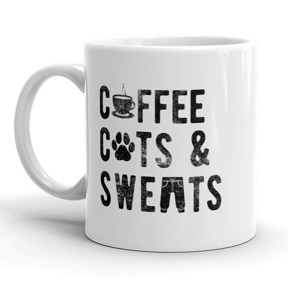 Coffee Cats and Sweats Mug Cute Crazy Cat Lady Coffee Cup - 11oz