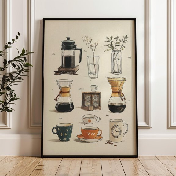 Coffee Chart Handdrawn Illustration on Poster