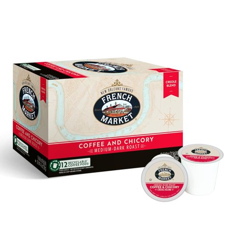 Coffee Chicory Medium-Dark Roast Single Serve Coffee Pods, 12ct Box (Pack of 1)
