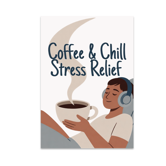 Coffee & Chill Stress Relief - Relaxation Art Enthusiast - 13x19 Poster Print