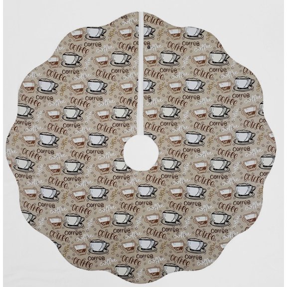 Coffee Christmas Tree Skirt By Penny's Needful Things (Coffee Beans) (Scalloped)