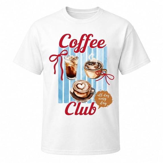 Coffee Club Graphic T-Shirt, Unisex Classic Fit Coffee Lover Tee