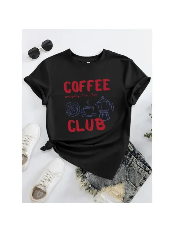 Brew Crew Graphic Tee - Stylish Coffee Quote Design - 100% Cotton Relaxed Fit Tops for Cafés & Weekend Brunch