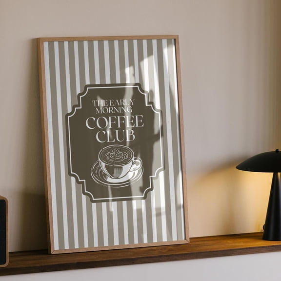 Coffee Club Kitchen Decor Stripes Art Coffee Station Prints Home Decor Office Wall Art