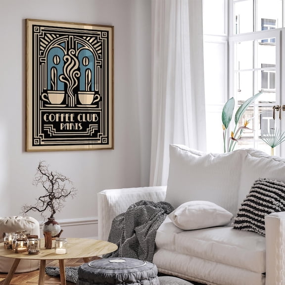 Coffee Club Paris Art Deco Kitchen Decor Poster, Unframed Paper Poster 8x10in