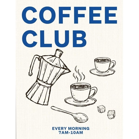 Coffee Club Poster Coffee Bar Decor, Wall Hanging Canvas Decor for Kitchen, Coffees Art, Birthday Gifts for Coffees Lovers