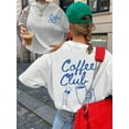 thumbnail image 1 of Coffee Club Print Summer Women's Oversize Short Sleeve Top, Casual Women's Wear, Summer T-Shirt, Summer Tops, Graphic T-Shirt, 1 of 5