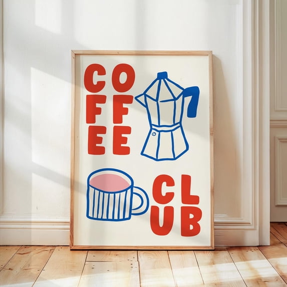 Coffee Club Retro Kitchen Lover Art Apartment Coffee Bar Espresso ...