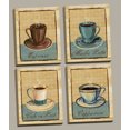 thumbnail image 1 of Coffee Club- Vintage Coffee Espresso Mocha Cappuccino Art Print Posters by Paul Brent; Four 8x10-Inch Hand-Stretched Canvases; Ready to hang! Beige/Brown/Teal, 1 of 1