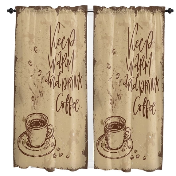 Coffee Coffee Beans Retro Curtains Home Decor Living Room Kitchen Balcony Room Window Curtain Bedroom Patio Decoration