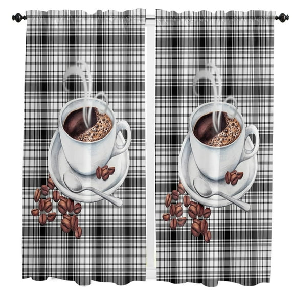 Coffee Coffee Beans Retro Curtains Home Decor Living Room Kitchen Balcony Room Window Curtain Bedroom Patio Decoration