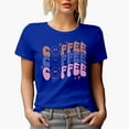 thumbnail image 1 of Coffee, Coffee, Coffee, Wavy Text & Retro Melting Smiling Face Art Merch Gift, Royal Blue T-Shirt, 2XL, 1 of 5