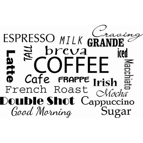 Coffee Collage Kitchen Dining Room Wall Art Decal Quote Words Lettering Decor