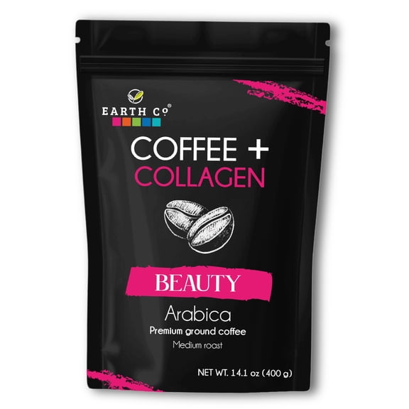 Coffee + Collagen + biotin  Earth Co / Ground Coffee Medium roast 14.1 oz / 400 grs