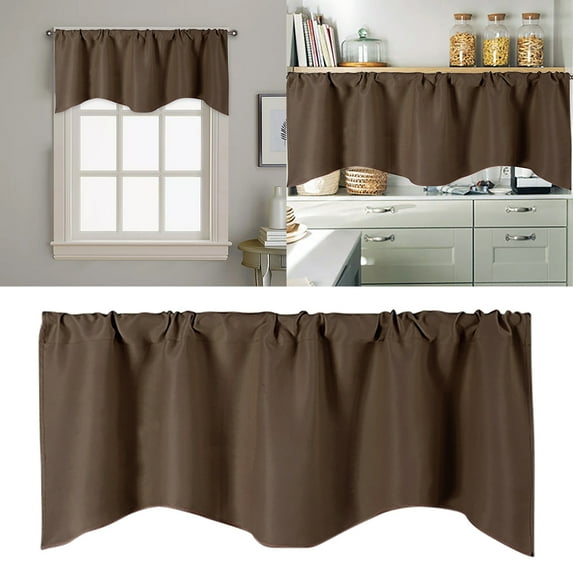 Coffee Colored Blackout Curtain Curtain Short Curtain (52 × 18In) B Polyester - 1Pc Curtain