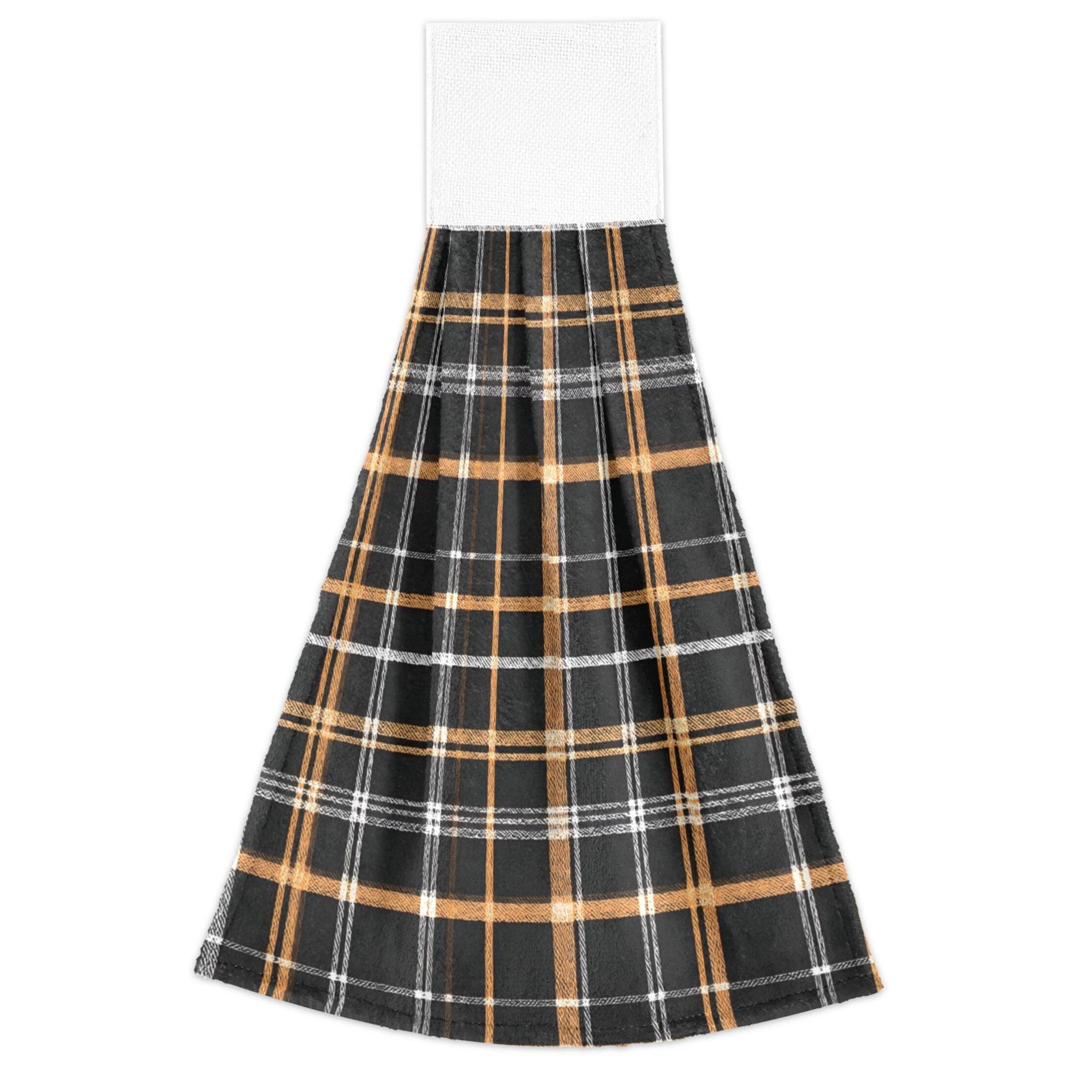 Coffee Colored Checkered Pattern Hand Towels 2 Pack Quick Dry Velvet ...