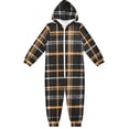 thumbnail image 1 of Coffee Colored Checkered Pattern One Piece Pajamas Soft Jumpsuit Cozy Sleep and Play Romper Zipper and Pockets 4T, 1 of 8