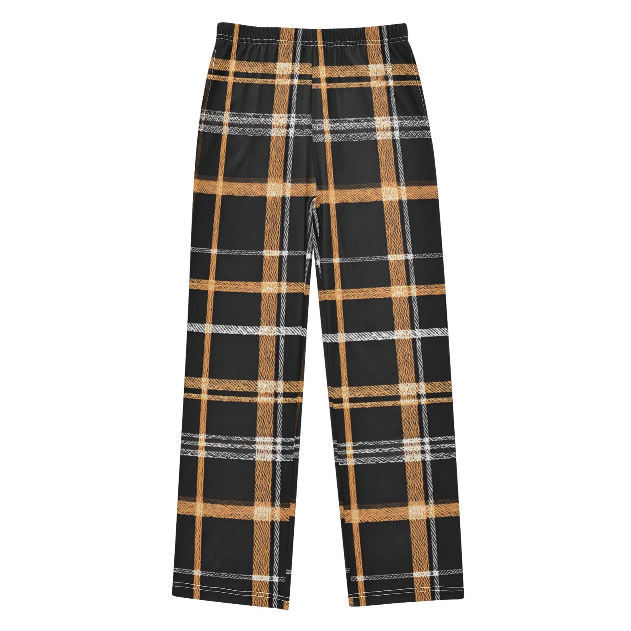 Coffee Colored Checkered Pattern Pajama Pants Soft Lightweight Lounge ...