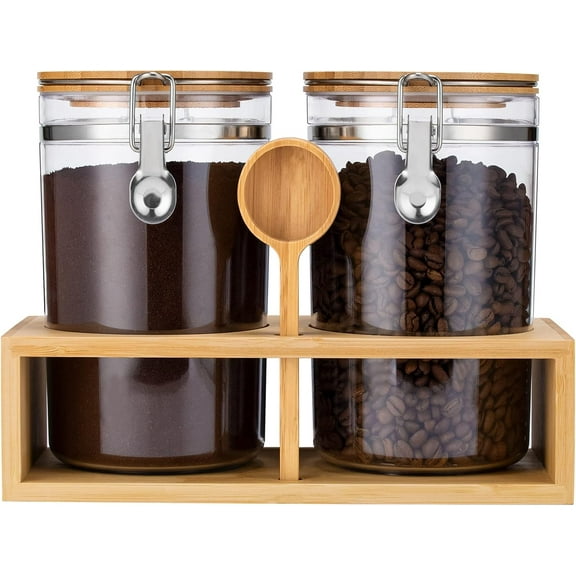 Coffee Container for Ground Coffee,258OZ Storage Containers with Shelf & Scoop,Plastics Airtight Coffee Canisters for Ground Coffee Bean,Food Storage Jars for Kitchen,Nuts,Tea,Sugar