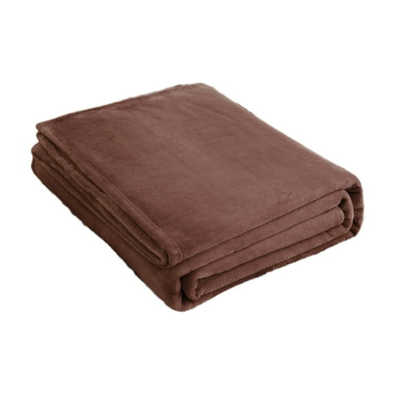 Coffee Coral Fleece Blanket 71X79 Inches Coffee Color Ultra Soft And Comfortable Reversible Fuzzy Plush Throw For Bed Couch Sofa All Season Use Easy Care