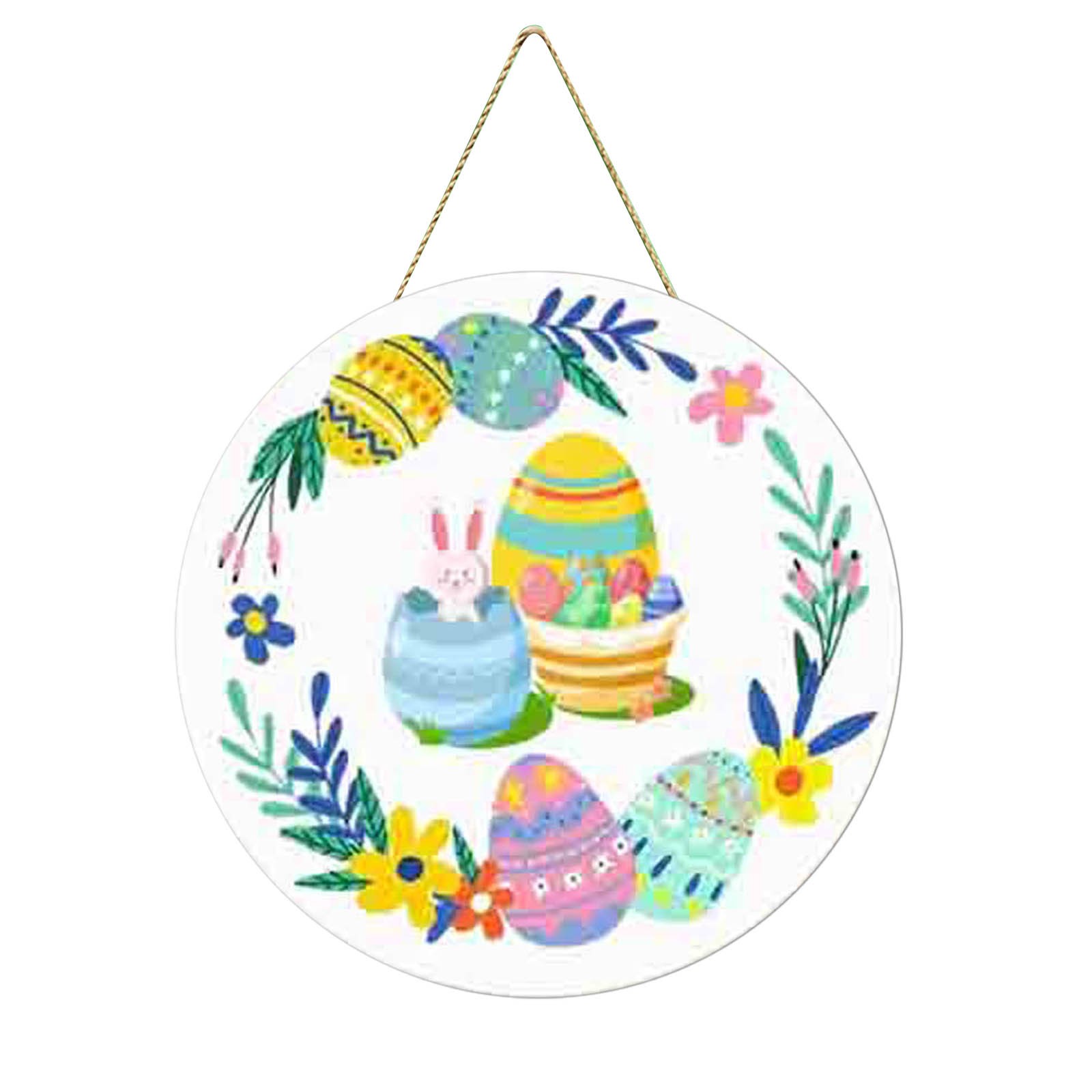 Easter Rabbit Round Coffee Corner Ideas Wooden Front Door Signs And Wall Decorations for ...