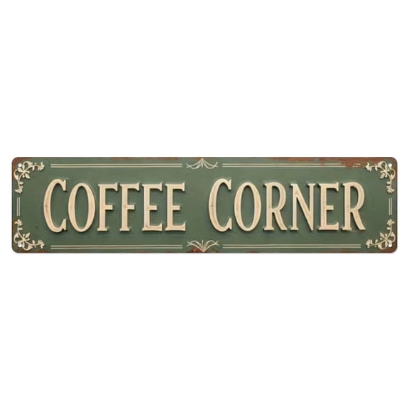 Coffee Corner Tin Sign Vintage Metal Poster Living Room Bar Man Cave Home Wall Art Decor 4x16inch