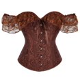 thumbnail image 1 of Coffee Corset Ofreoo Women Floral Lace Off Shoulder Corset Princess Boned Bustier Overbust Bodyshaper Lingerie Tops with Sleeves Corset Tops for Women (Available in Plus Size), 1 of 8