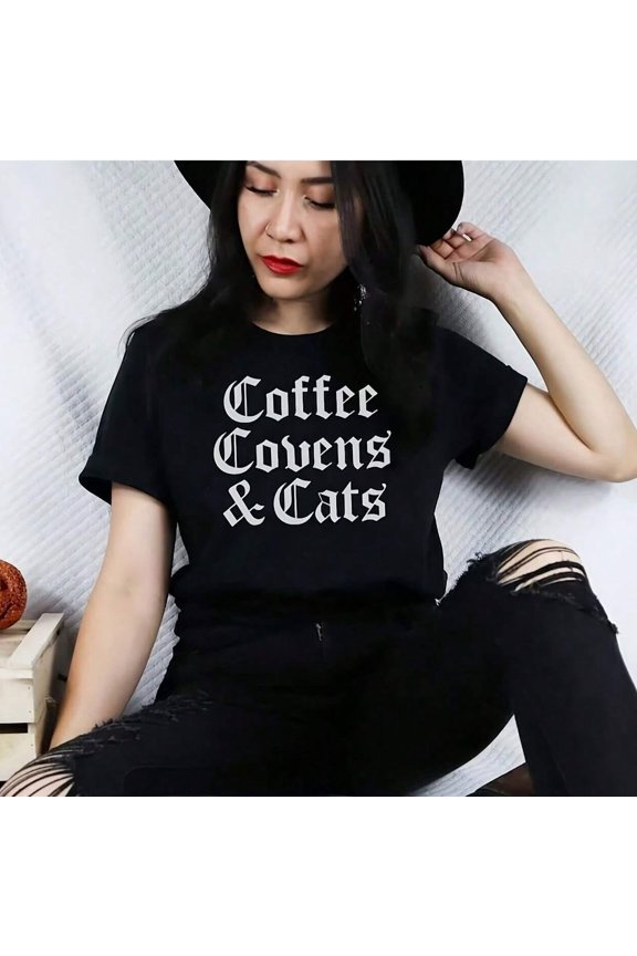 Coffee, Covens & C1A T1EE, Halloween C1At S1Hirt, Witchhirt, Coffee Lover Fall S1Hirt, Witchy Halloween S1Hirt, Basic Witch Halloween S1Hirt.T-S1Hirt