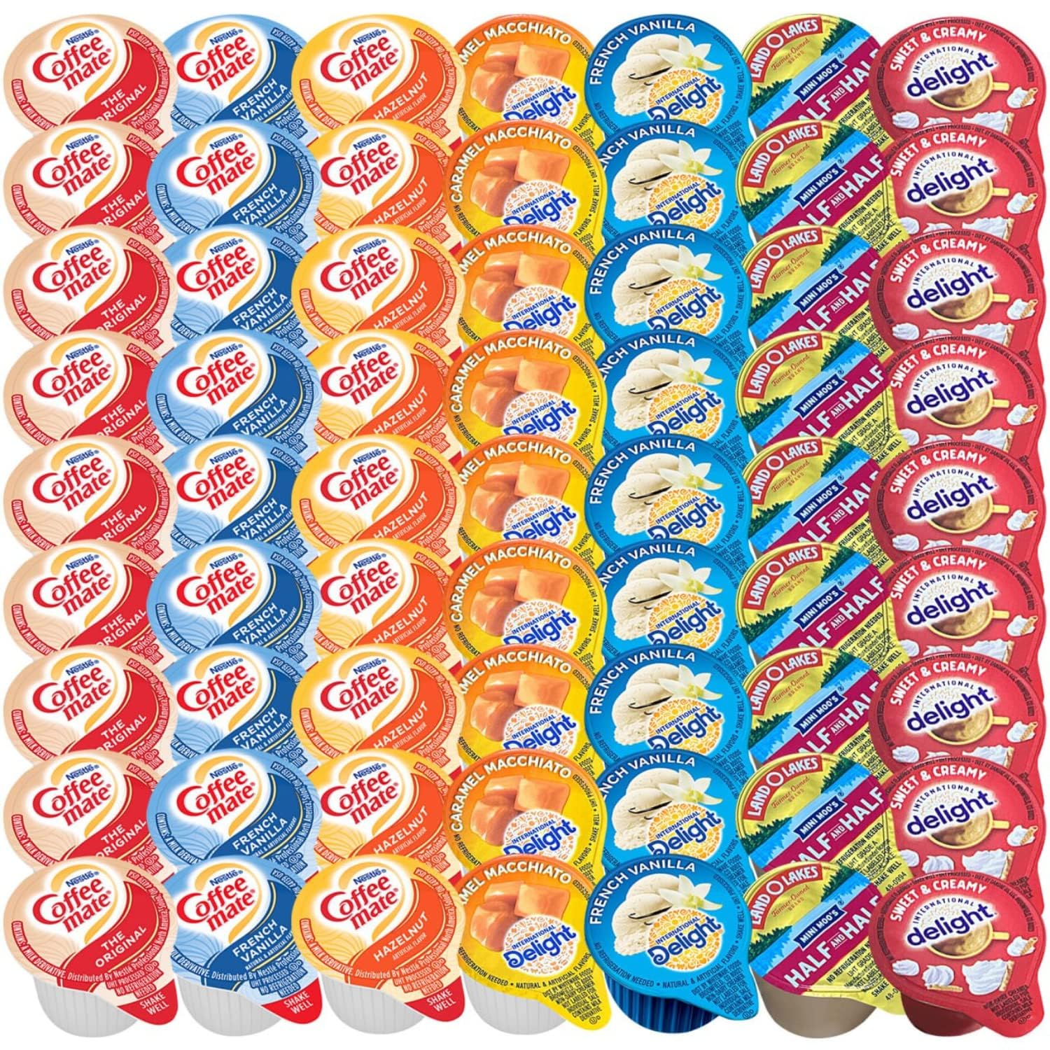 Coffee Creamer Singles Variety Pack Bulk Bundle (108 ct) Includes