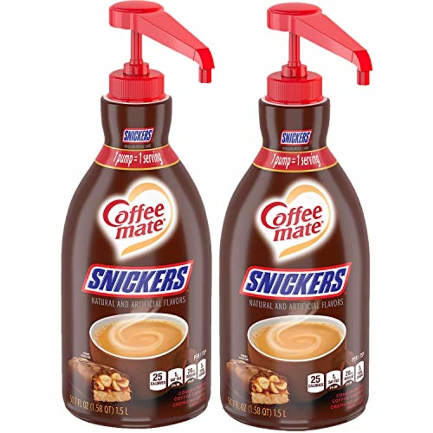 Coffee Creamer, Snickers, Concentrated Liquid Pump Bottle, Non Dairy