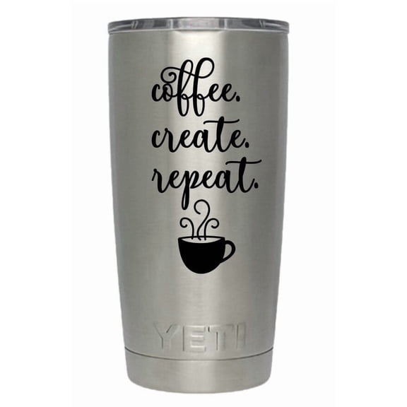 Coffee Create Repeat Kitchen Counter Cover Appliance Coffee Machine Decor Sticker - Stand Mixer Decals - Coffee Maker Pot Decal Quote - Vinyl Decals for Kitchen Mixers, Black