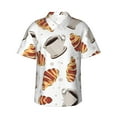thumbnail image 1 of Coffee Croissant Pattern Hawaiian Shirts For Men, Summer Short-Sleeve Relaxed-Fit Button-Down Shirts Medium, 1 of 9