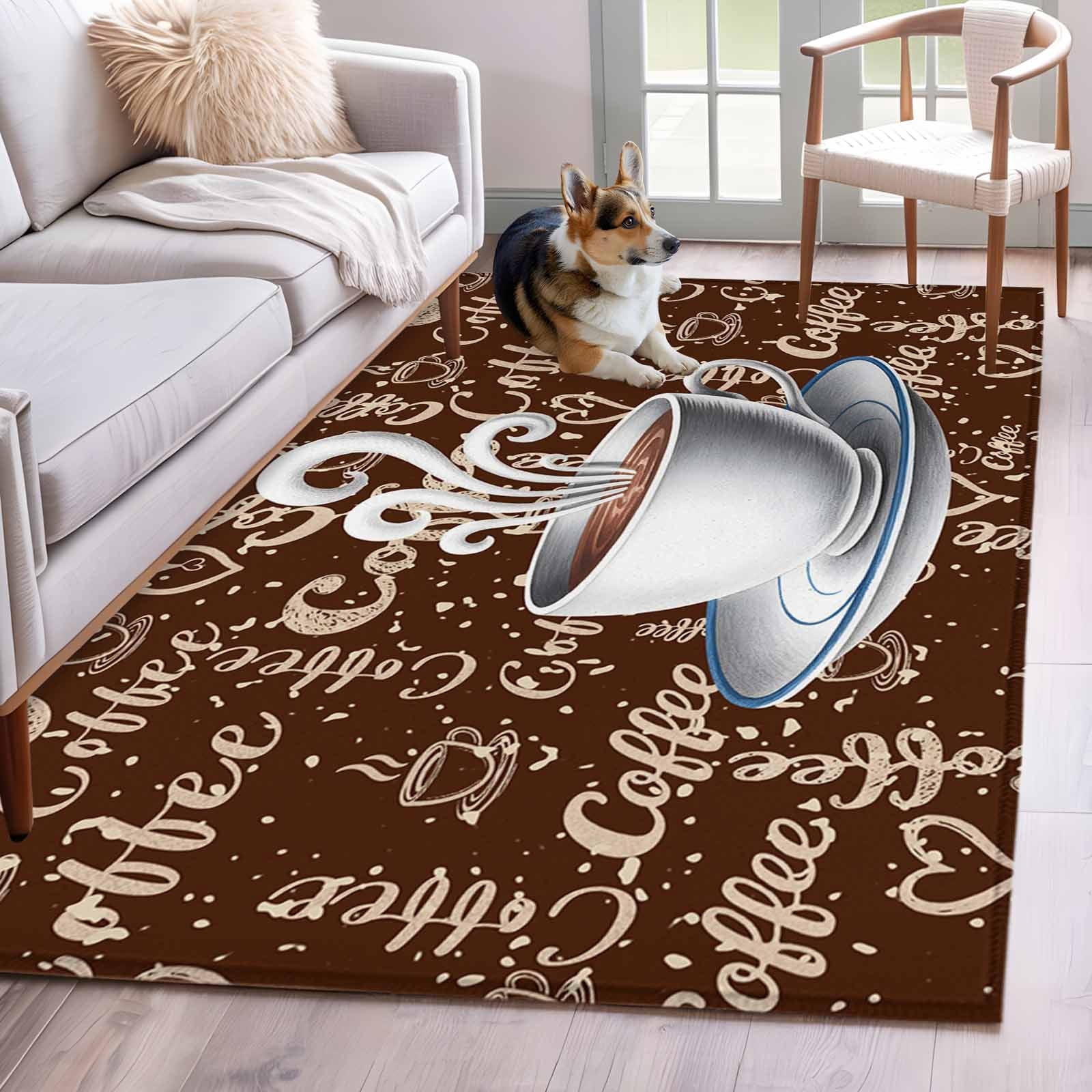 Coffee Cup 2.7x5 Rug for Office Desk Chair Area Small Bedroom, Cafe ...
