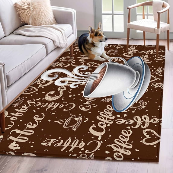 Coffee Cup 2.7x5 Rug for Office Desk Chair Area Small Bedroom, Cafe ...