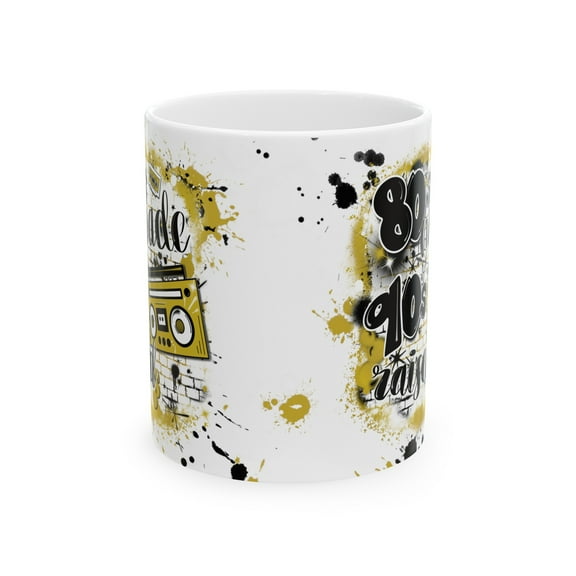 Coffee Cup 80's made 90's raised fun Airbrush Vintage Ceramic Mug, (11oz)