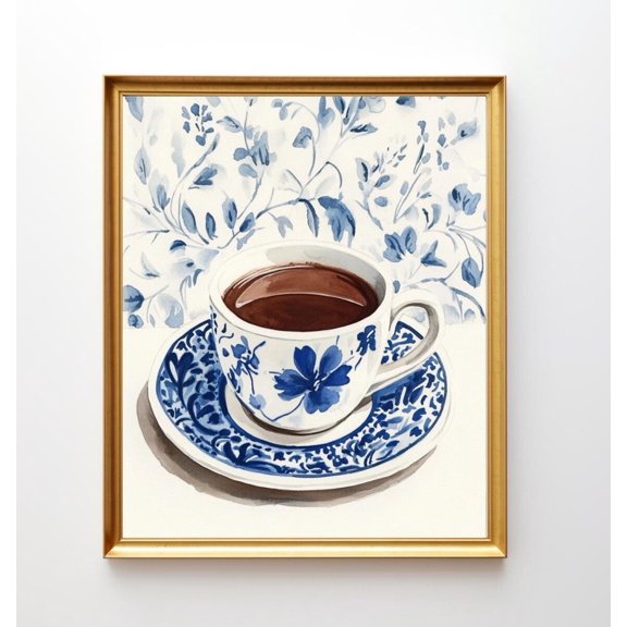 Coffee Cup Art Portraitable Wall Art, Antique Coffee Wall Print, Kitchen Artwork, Vintage ,, Unframed Paper Poster 8x10in
