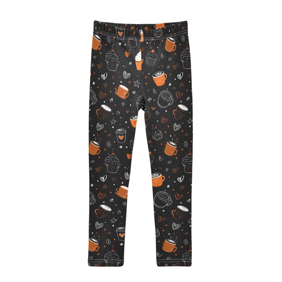 Coffee Cup Cake Printed Leggings Yoga Pants for in 4t to 10t
