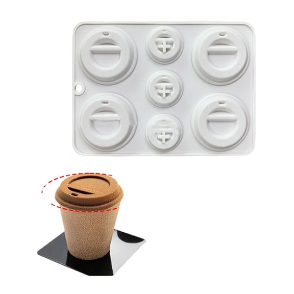 Coffee Cup Cake Silicone Mould Coffee Cup Lid Fondant Mould Coffee Cup Bottom Mousse Cakes Mould DIY Pudding Mould Dessert Mould for Home Kitchen Afternoon Tea Party Type 1