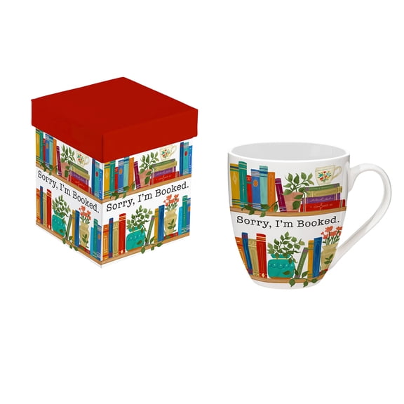 Coffee Cup Ceramic Cup O' Java, Sorry I'm Booked, 17oz, Gift Box