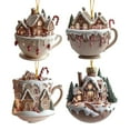 thumbnail image 1 of Coffee Cup Christmas Tree Ornaments, 4 Pack 2D Acrylic Snow House Hot Chocolate Mug Shape Christmas Tree Decorations Set, Christmas Tree Pendant Hanging Ornaments for Window Door Holiday Home Decor, 1 of 8