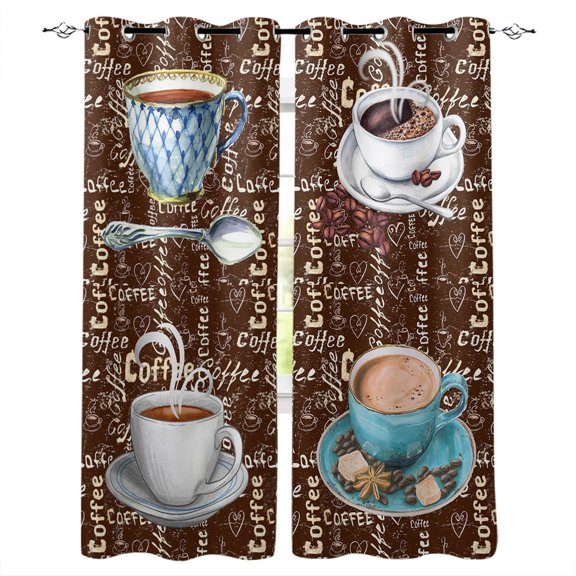 Coffee Cup Coffee Beans Curtains For Bedroom Living Room Modern Kitchen Windows Curtain Home Decoration Drapes