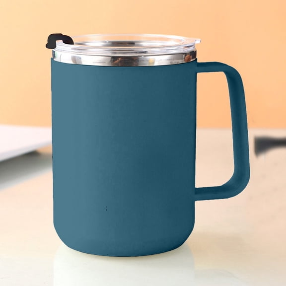 Coffee Cup,Coffee Mug,Coffee Mug Cup with Handle, nsulated Camping Mug with Lid,Stainless Steel Travel Coffee Mug,Double Wall Vacuum Coffee Tumbler(Blue 500ml 4.3in)from ANMUYUM